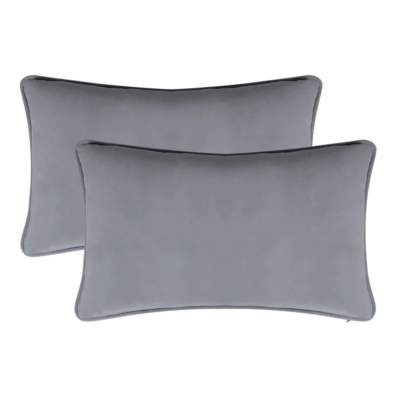 Dark Grey Velvet 12" x 20" Decorative Pillow Covers Set