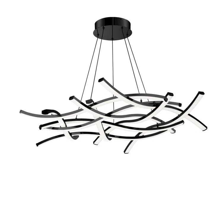Divergence Black and White 9-Light LED Modern Linear Chandelier
