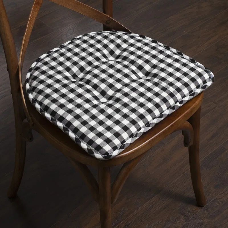 Black and White Buffalo Check Memory Foam Chair Cushion Set