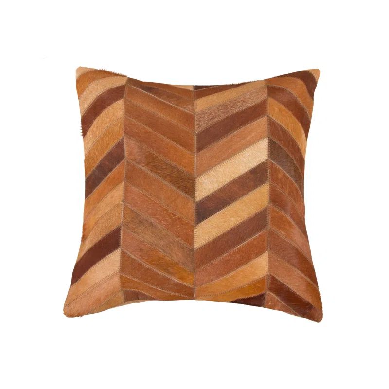 Tan Chevron Cowhide Square Throw Pillow