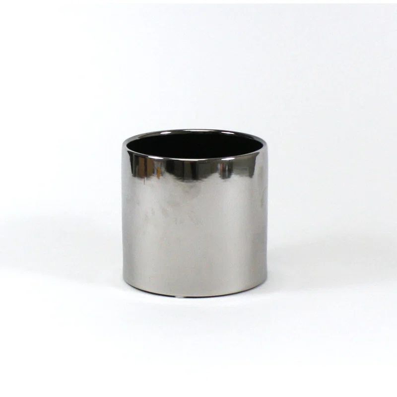Silver Ceramic Cylinder Table Vase for Floral Arrangements