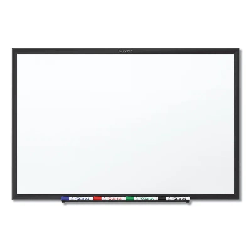 72" x 48" White Melamine Whiteboard with Black Aluminum Frame
