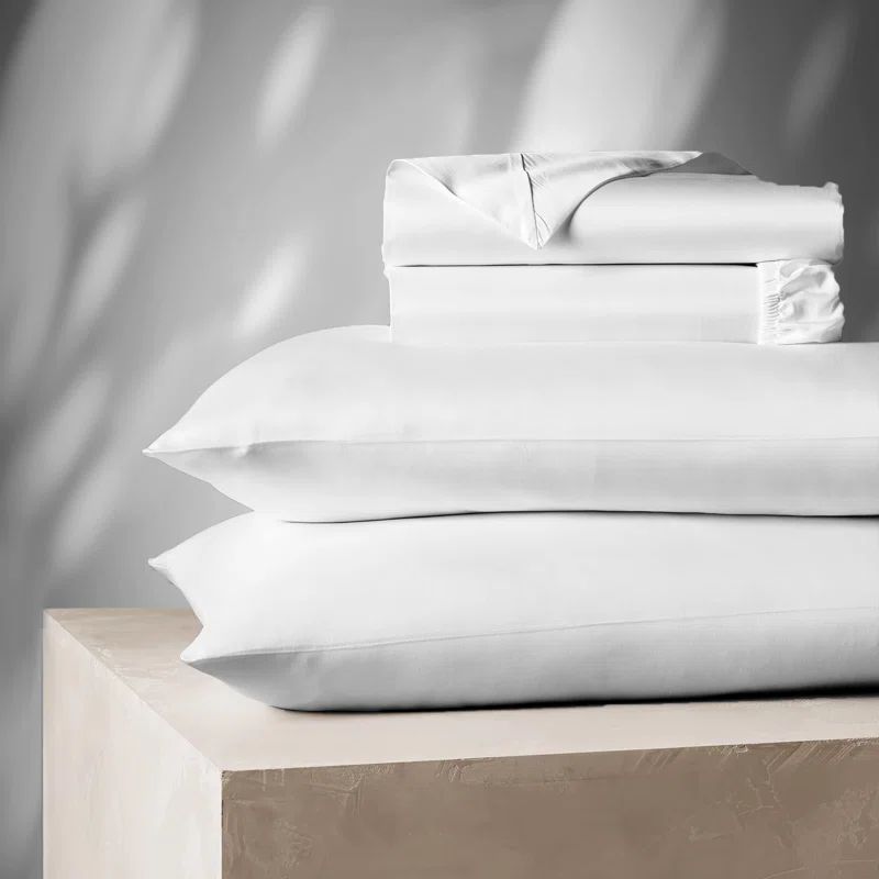 Luxurious Full White Cotton Blend Sateen Sheet Set