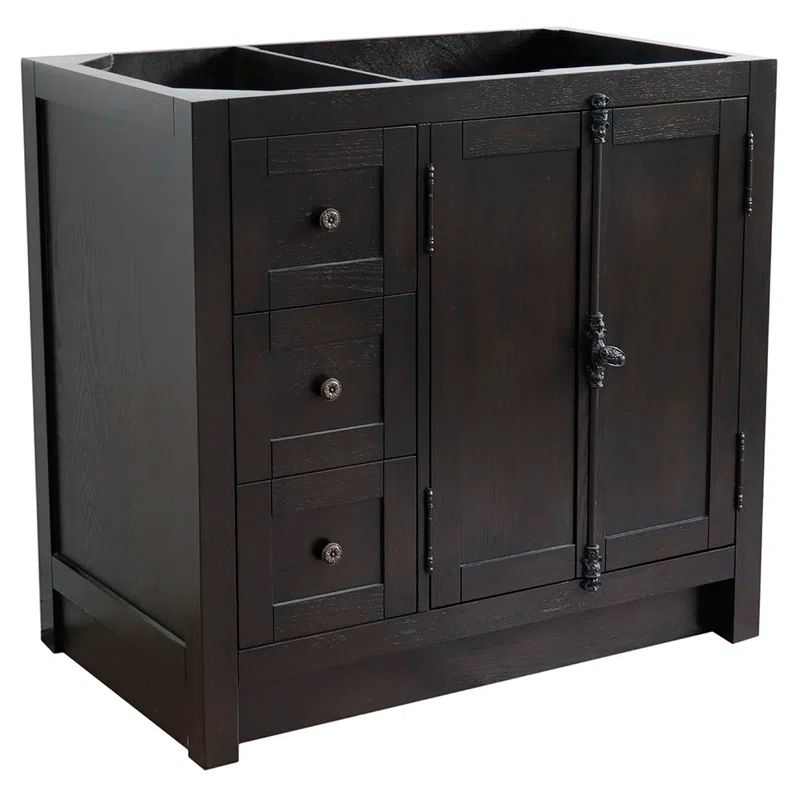 Brown Ash 36" Single Freestanding Solid Wood Vanity Cabinet