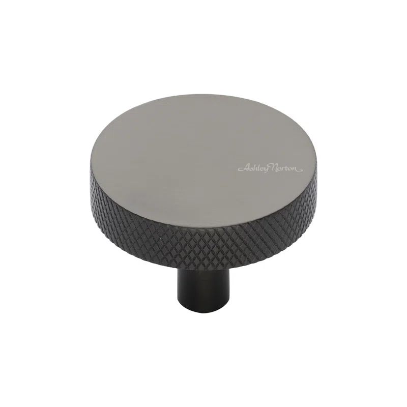 Ashley Norton Round Black Knurled Brass Cabinet Knob
