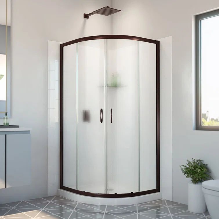 Prime 33" Oil Rubbed Bronze Shower Enclosure with Frosted Glass