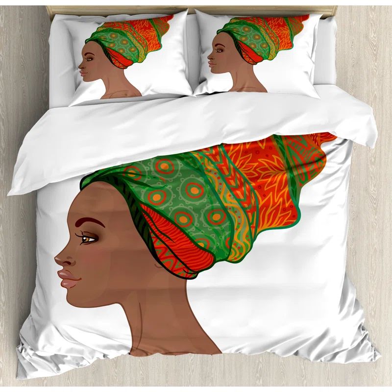 Scarlet Green Chocolate African Queen Duvet Cover Set