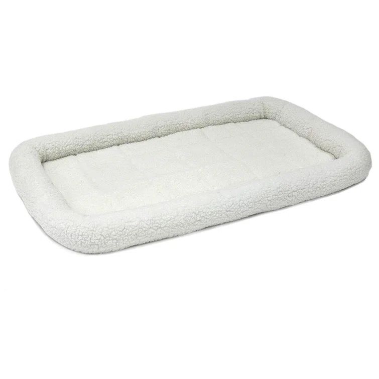 22-Inch White Fleece Bolstered Pet Bed