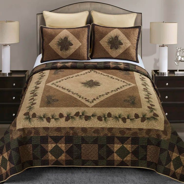 Rustic Brown Reversible Microfiber Full Quilt Set