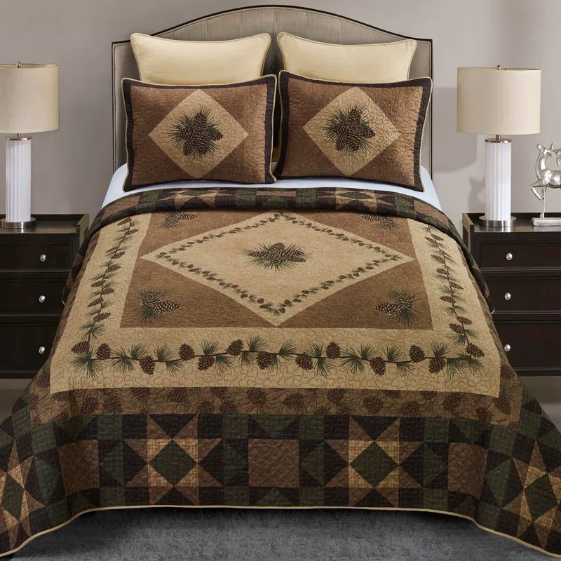Antique Pine Lodge Twin Reversible Microfiber Quilt Set
