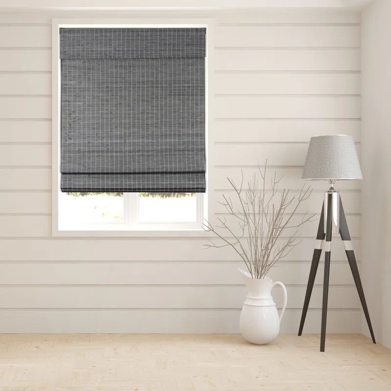 Graywash Cordless Bamboo Roman Blackout Shade 26.5"W x 60"H