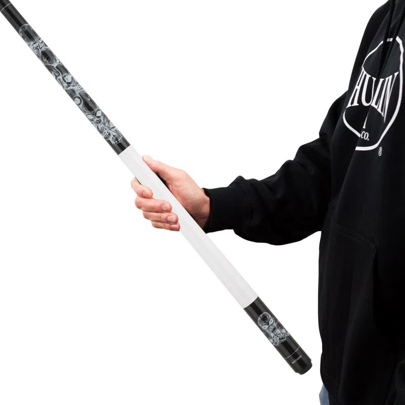 Black and White Skull Graphic Maple Wood Pool Cue