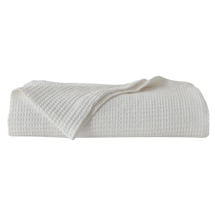 White Cotton Waffle Weave Throw Blanket 50"x60"