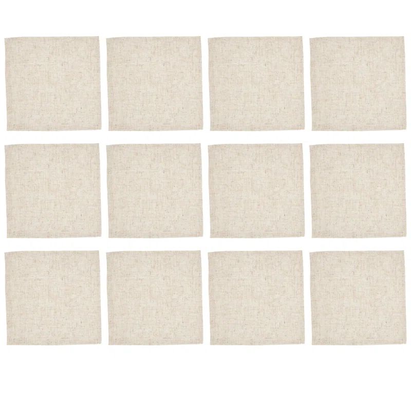 Natural Linen Blend 10" Cocktail Napkins Set of 12