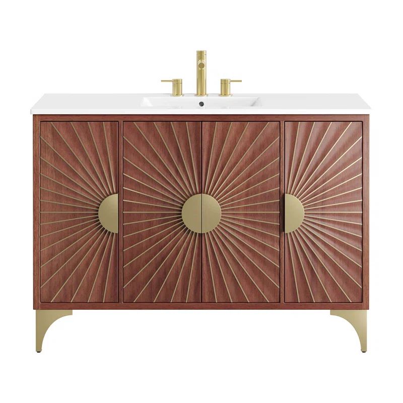 Daylight 48" Single Sink White Walnut Mango Wood Bathroom Vanity