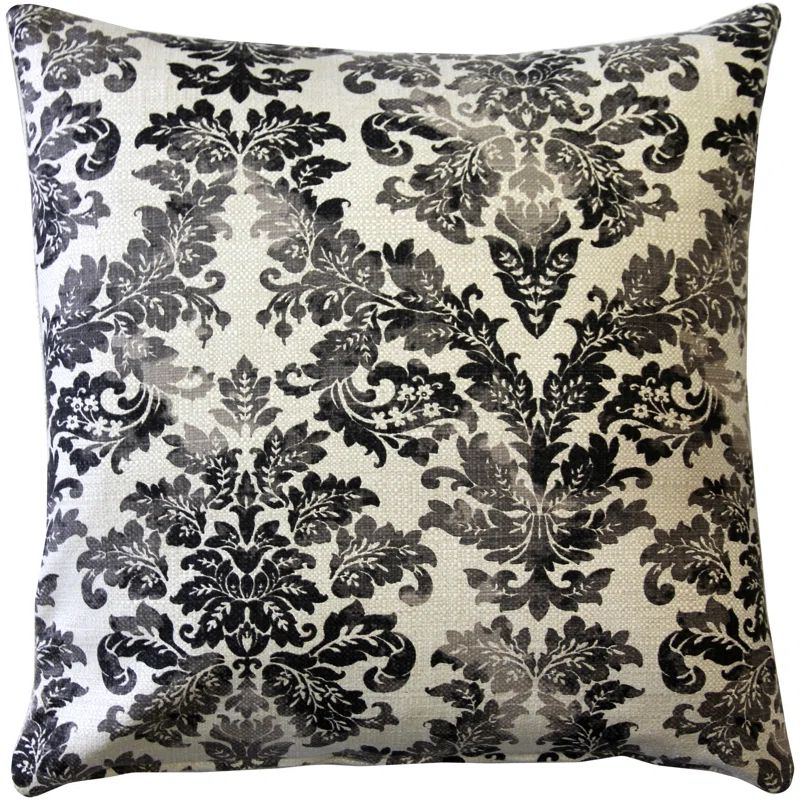 Calliope Gray Damask Pattern Square Cotton Blend Throw Pillow