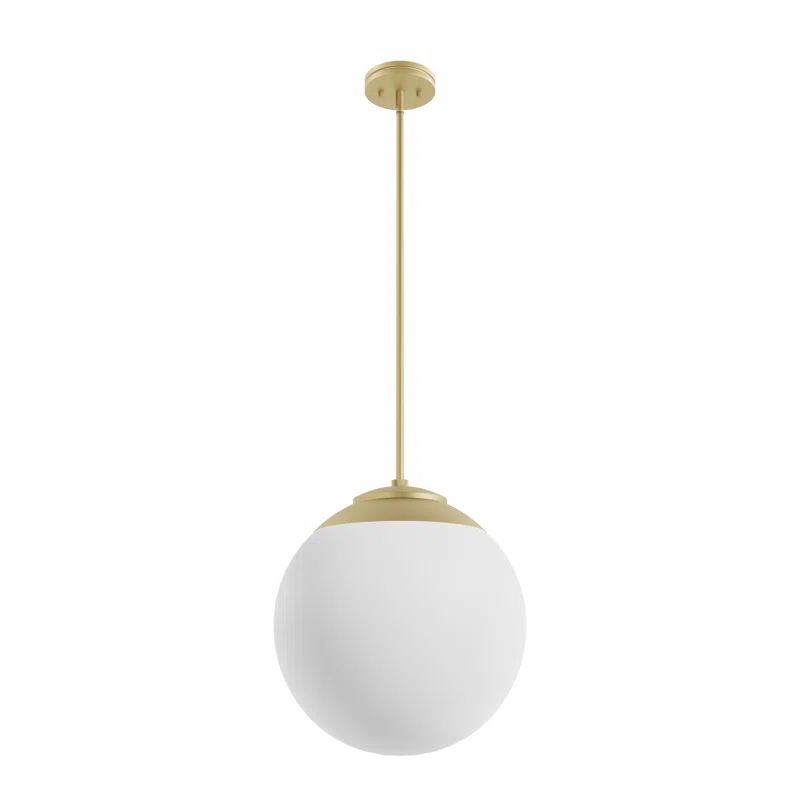 Hepburn 16" Modern Brass Globe Pendant with White-Cased Glass
