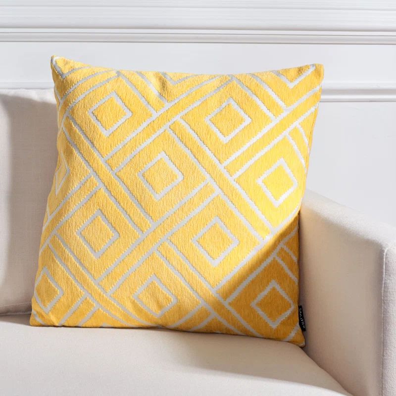 Triska Yellow Geometric 18" Square Throw Pillow