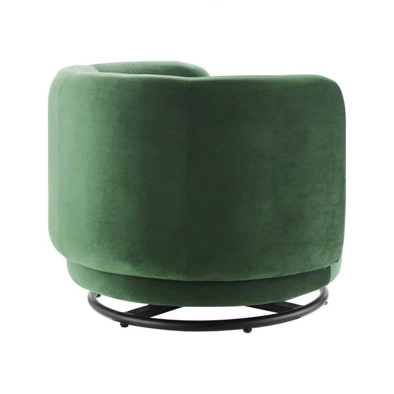 Luxurious Black Emerald Velvet Swivel Accent Chair with Metal Base