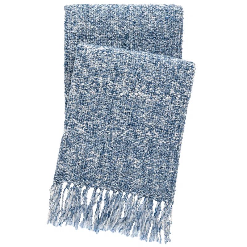 Navy Boucle Marled Weave Machine Washable Throw Blanket