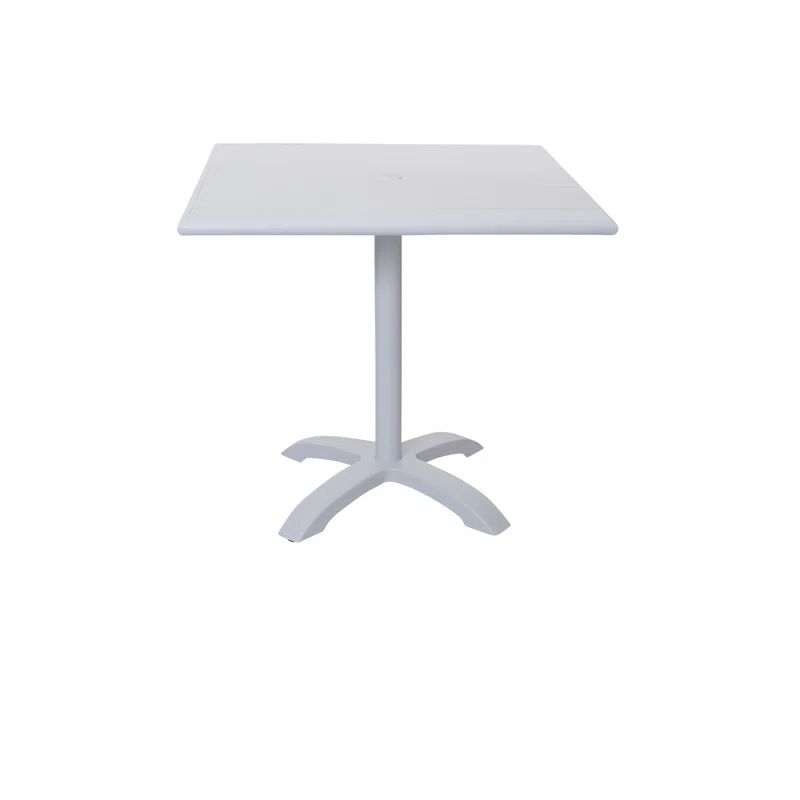 White Aluminum Square Outdoor Dining Table