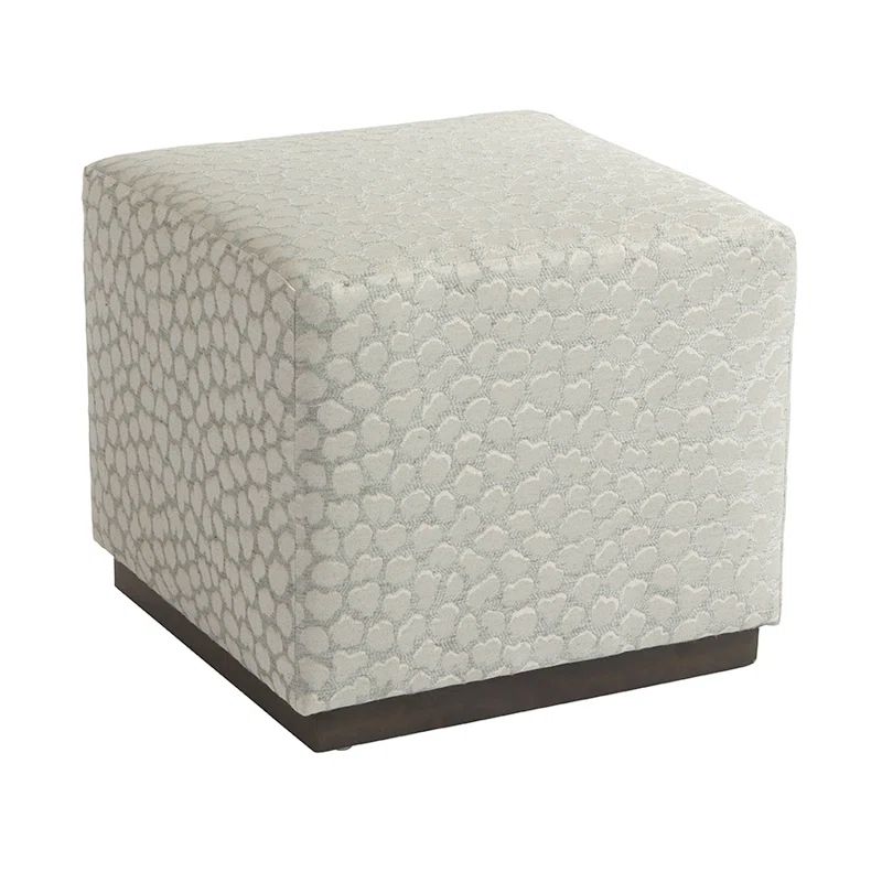 Gray Upholstered Contemporary Ottoman with Black Base