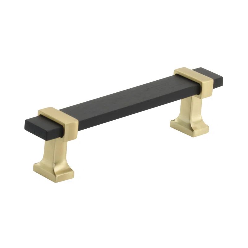 Brushed Matte Black and Gold Bar Pull with Mounting Hardware