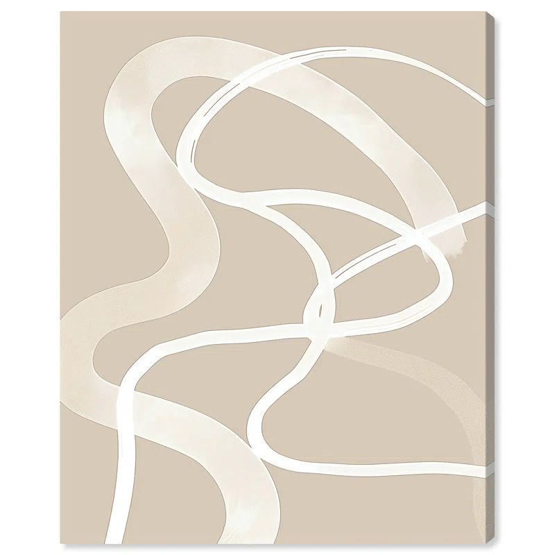 Boho Minimalist Beige and White Abstract Canvas Art, 16" x 20"