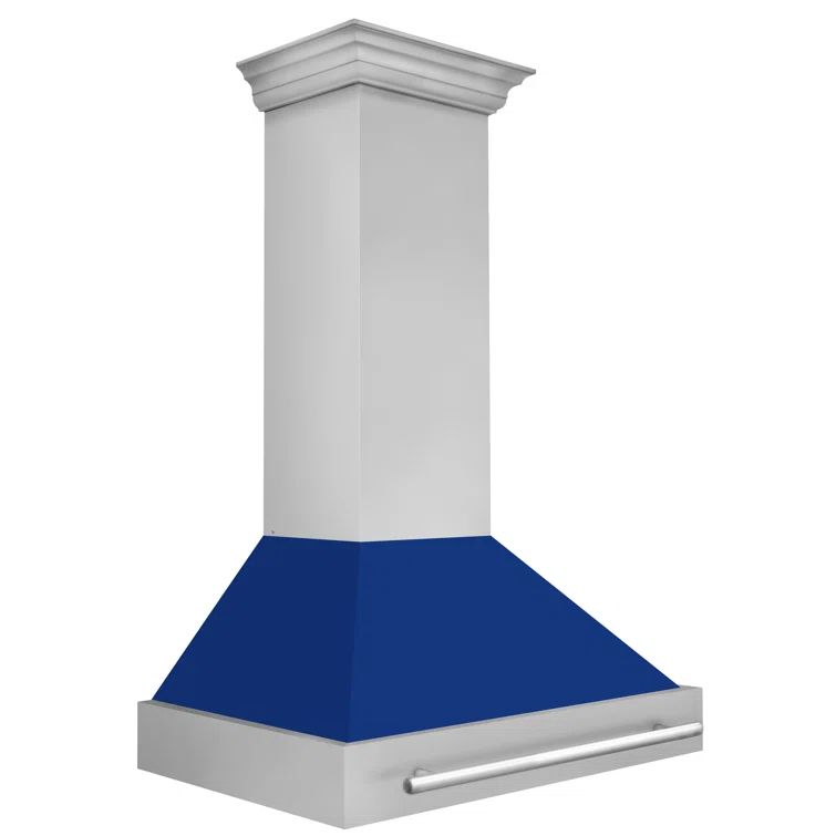Blue Gloss Stainless Steel Wall Mounted Range Hood