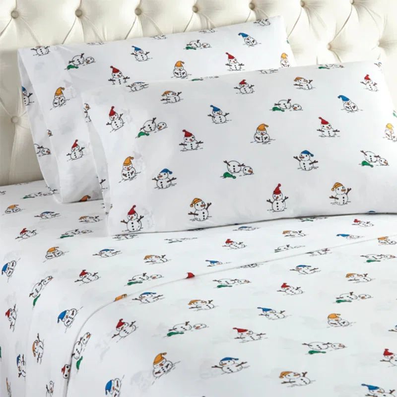 Twin Blue Cardinals Print Micro Flannel Sheet Set