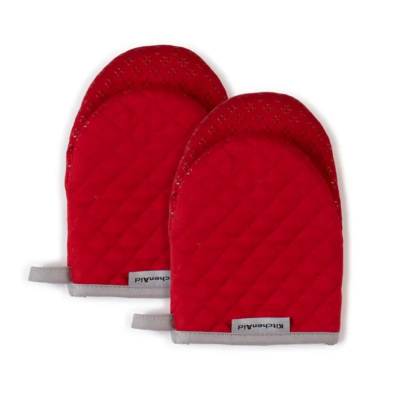 Fire Red Cotton and Silicone Mini Oven Mitts, 2-Pack
