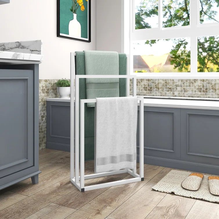 Chrome Finish Metal Freestanding 3-Tier Towel Rack