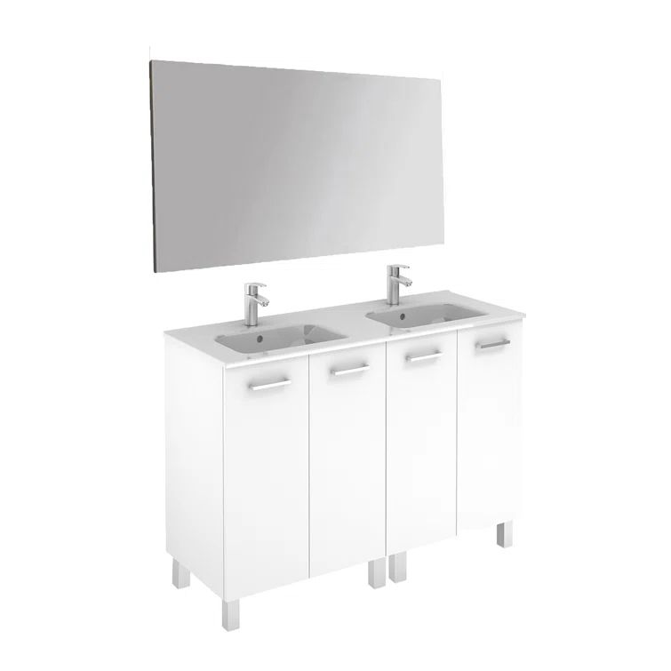 Logic 120 Glossy White Free Standing Single Basin Vanity
