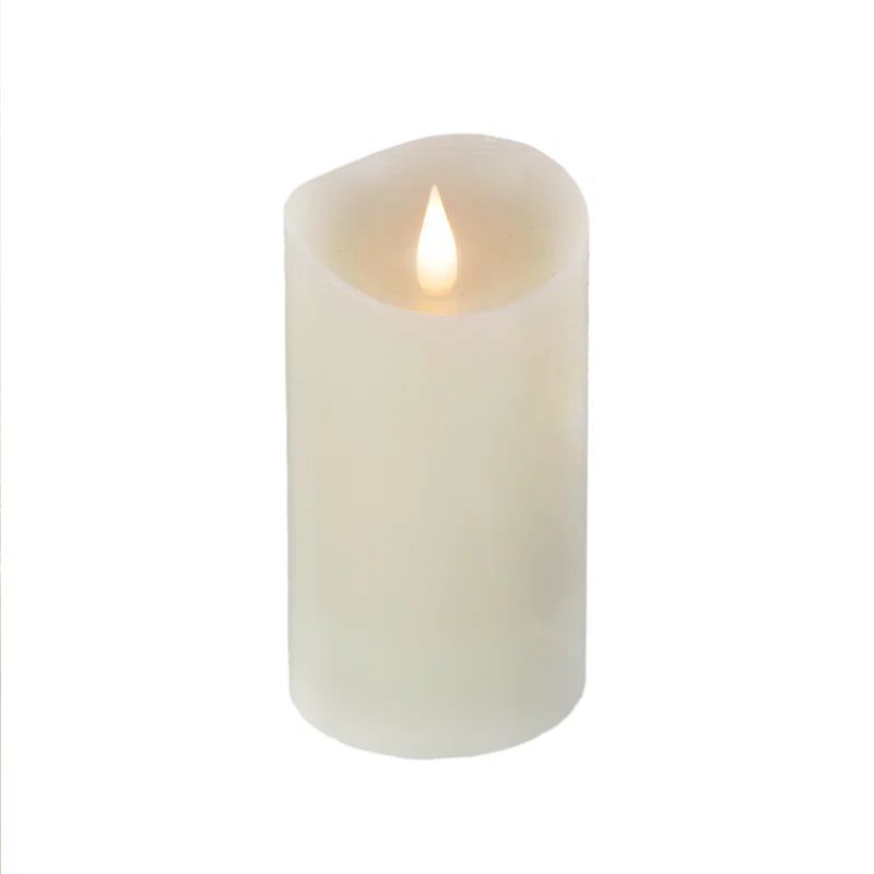 Ivory LED Flameless Pillar Candle with Remote, 7" Height