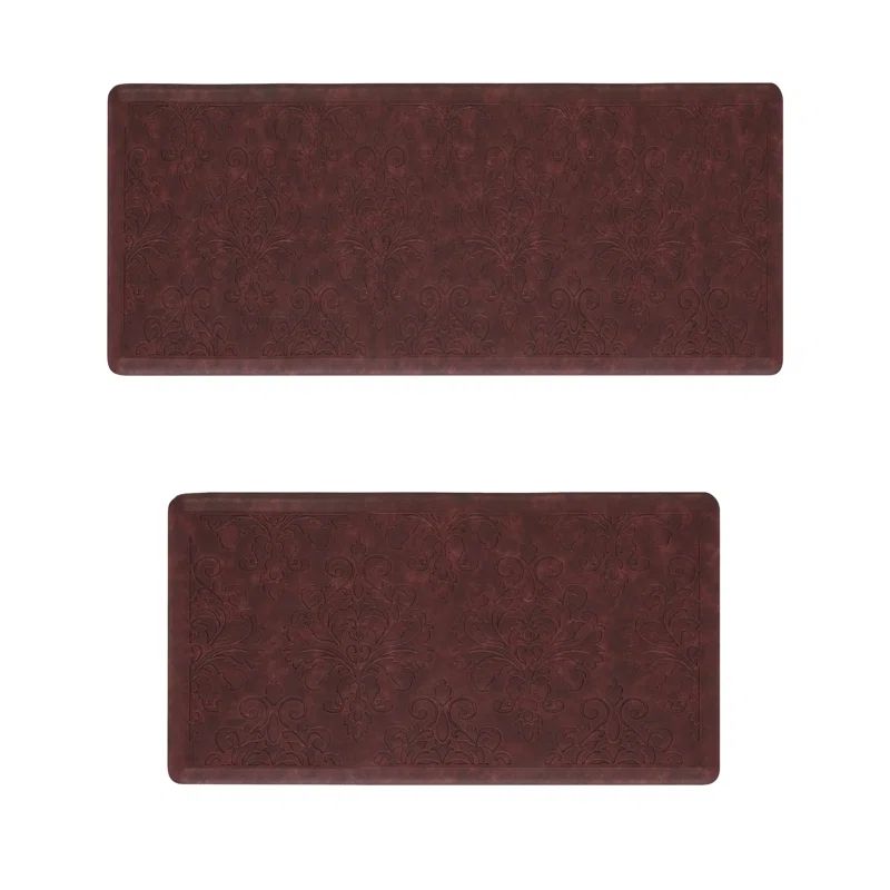 Marni Red Embossed Anti-Fatigue Kitchen Mat Set