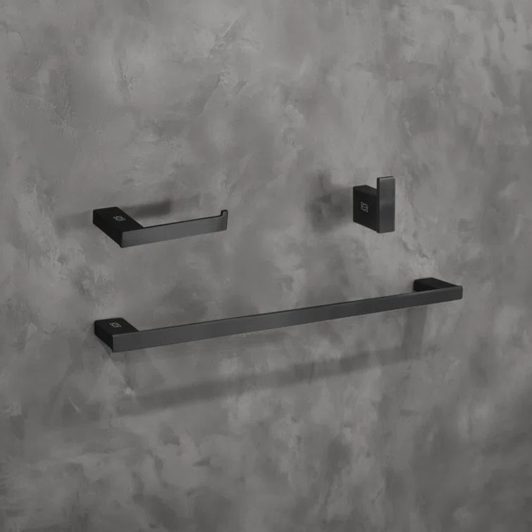 Matte Black Stainless Steel 3-Piece Bathroom Hardware Set