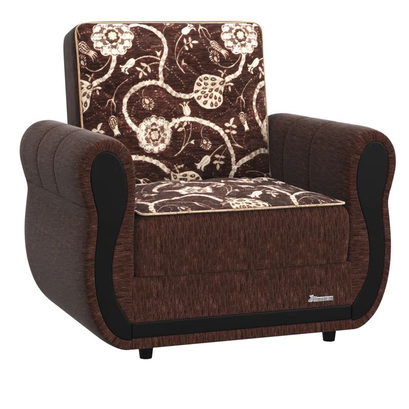 Royal Brown Chenille Convertible Sleeper Arm Chair