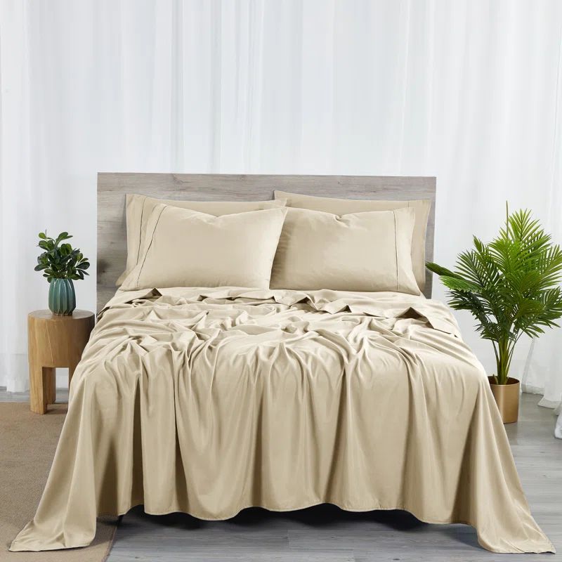 Warm Taupe Twin Bamboo Microfiber 6-Piece Sheet Set
