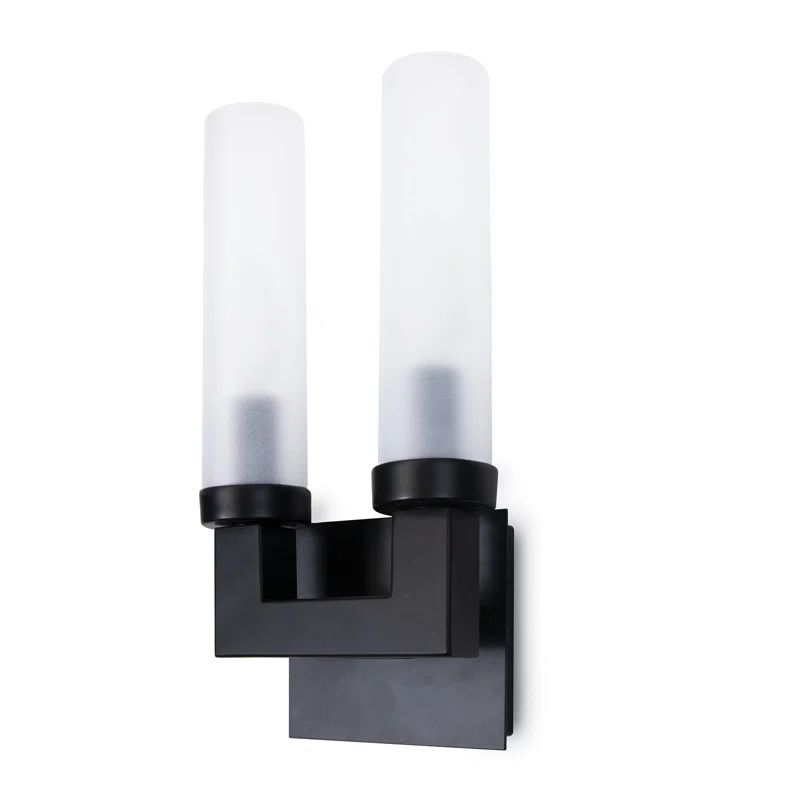 Montecito Black Iron Cylindrical 2-Light Outdoor Sconce