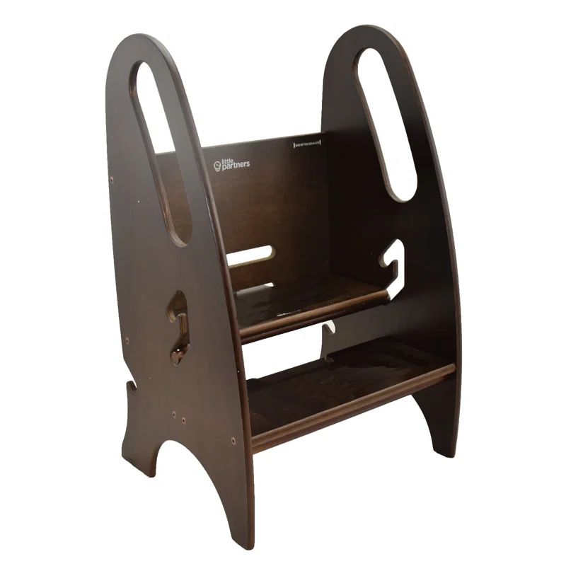 Espresso Wooden 3-in-1 Growing Step Stool with Safety Rails