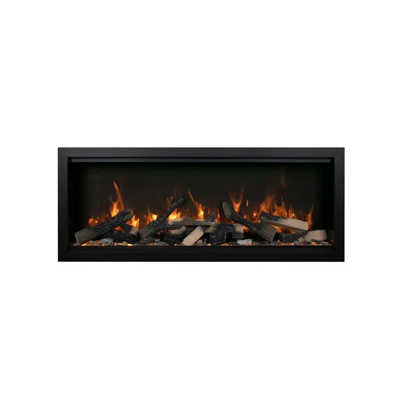 100-Inch Black Wall Mounted Electric Fireplace with LED Flames