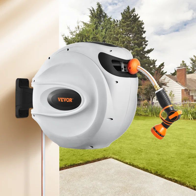 VEVOR 65 ft Retractable Wall-Mounted Garden Hose Reel