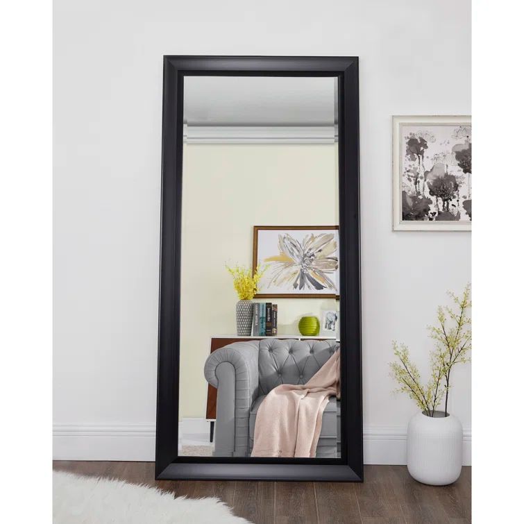 Oversized Silver Wood Framed Full Length Leaning Mirror