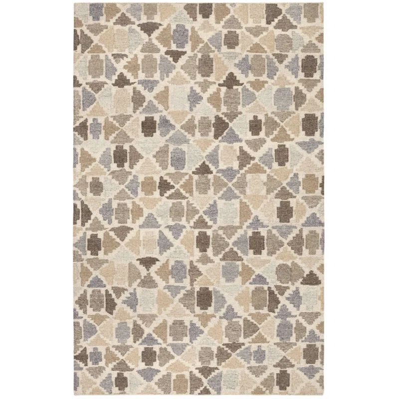 Natural Beige and Gray Handwoven Wool Kilim Rug, 9' x 12'