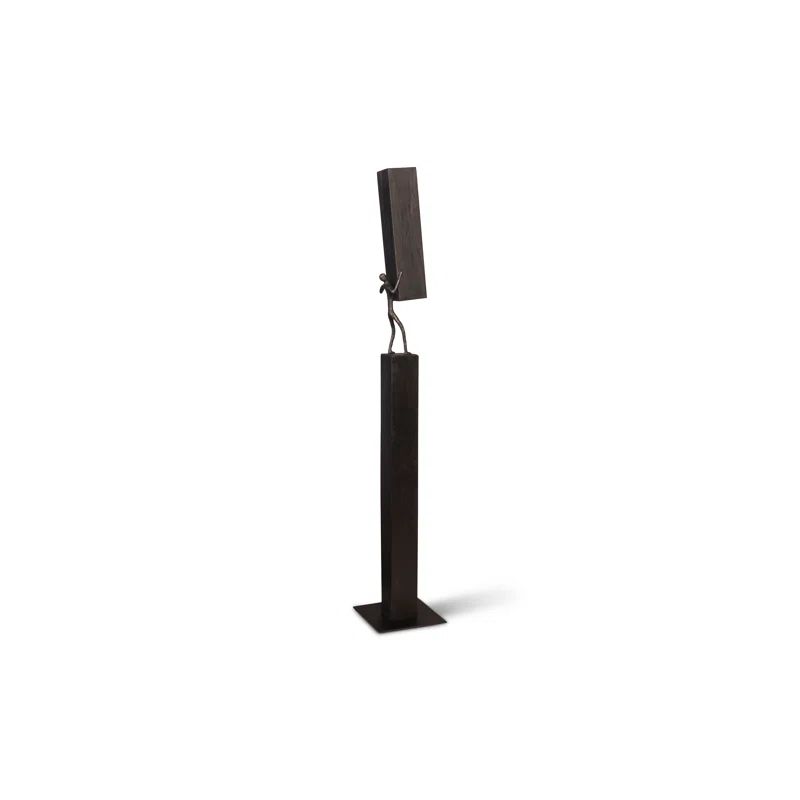 Transitional Black Solid Wood Atlas Sculpture 72" Tall
