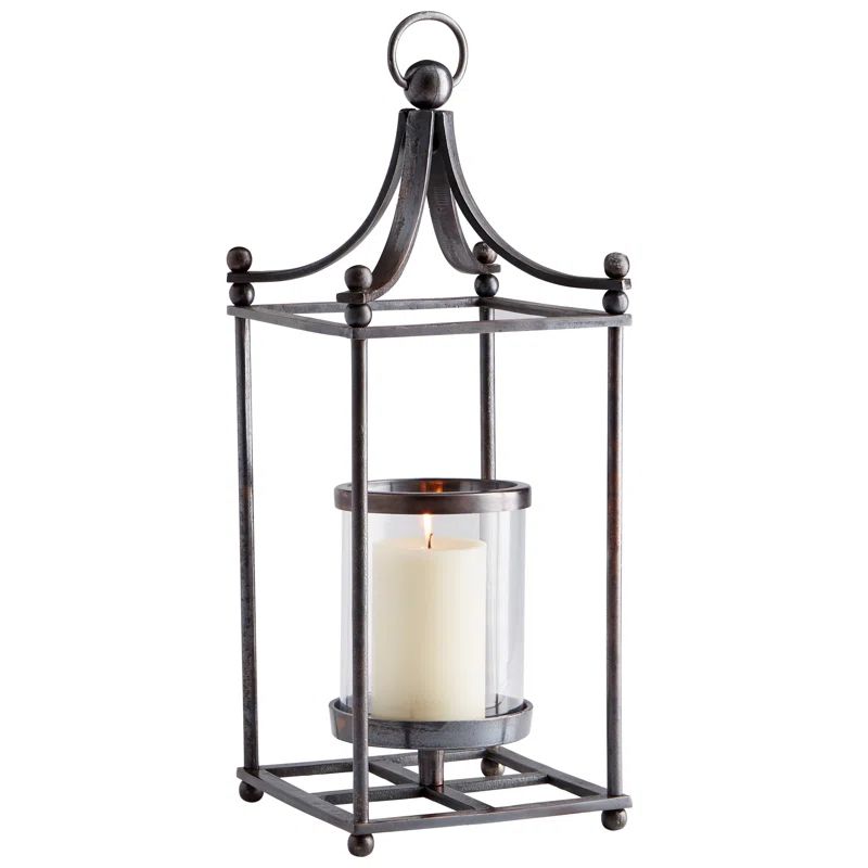 Contemporary Silver Metal Foxboro Floor Lantern, 25.5"