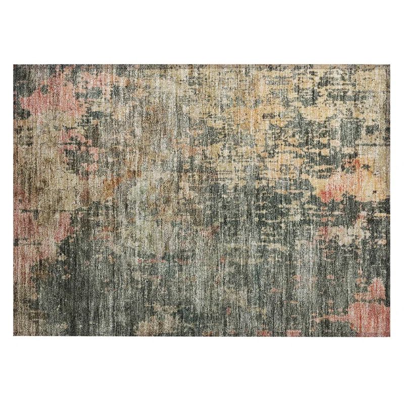 Sage Abstract Washable Indoor/Outdoor Rectangular Rug 30x20
