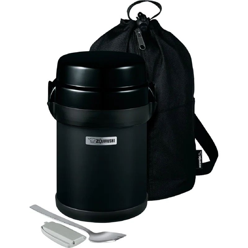 Carbon Black Stainless Steel Insulated Lunch Jar with 4 Compartments