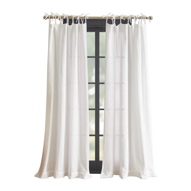 108" Off White Cotton Sheer Tab Top Curtain Panel Pair