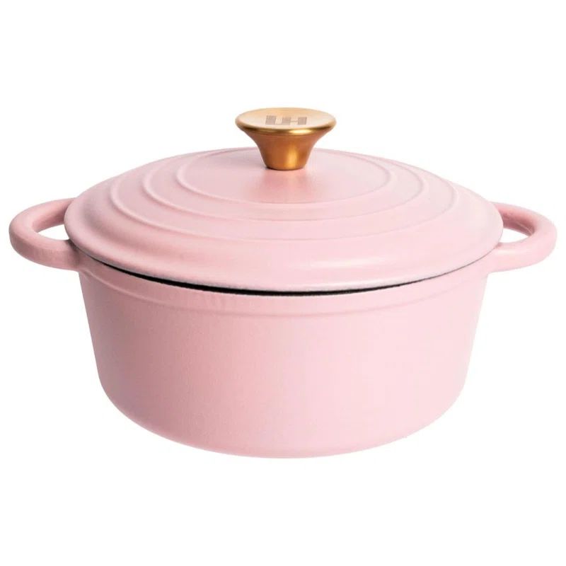 Matte Pink Enameled Cast Iron 2.8 Qt Round Dutch Oven